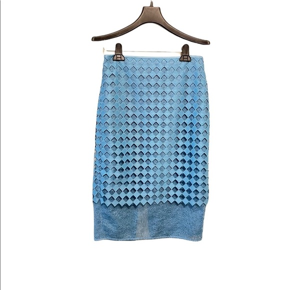 Diane Von Furstenberg Diamond Pattern Layered Lined Straight Pencil Skirt - Picture 6 of 9